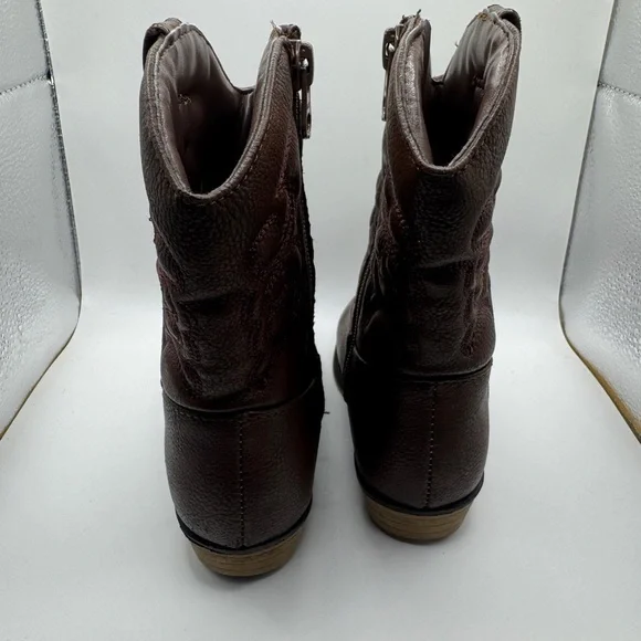 Cat & Jack Toddler Size 9 Kids' Brown Pleather Western Cowboy Boots - Picture 6 of 10